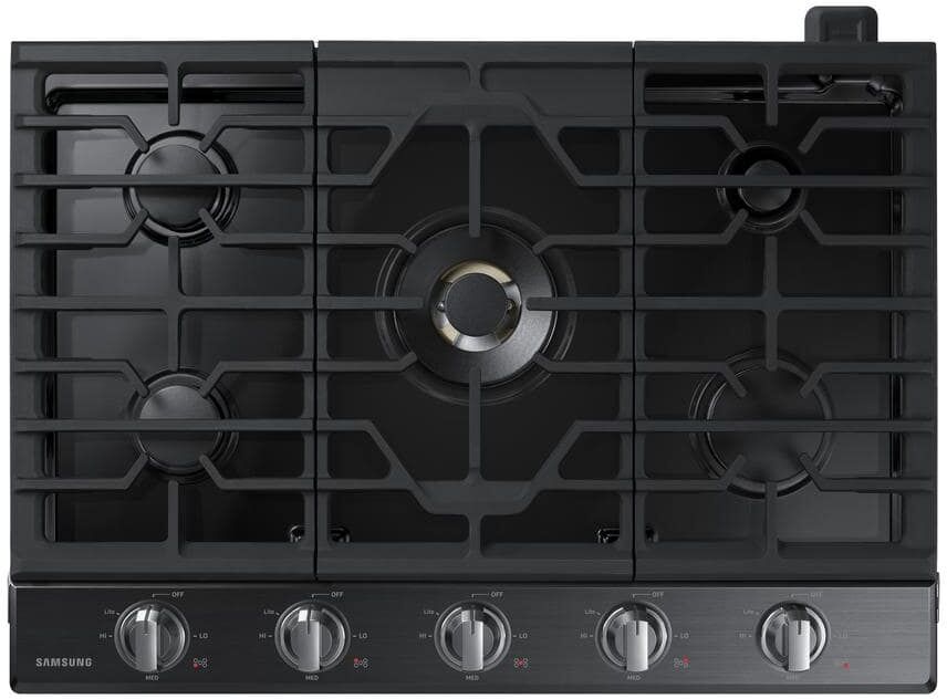 Samsung 30 in. Gas Cooktop in Fingerprint Resistant Black Stainless with 5 Burners including Dual Brass Power Burner with Wi-Fi