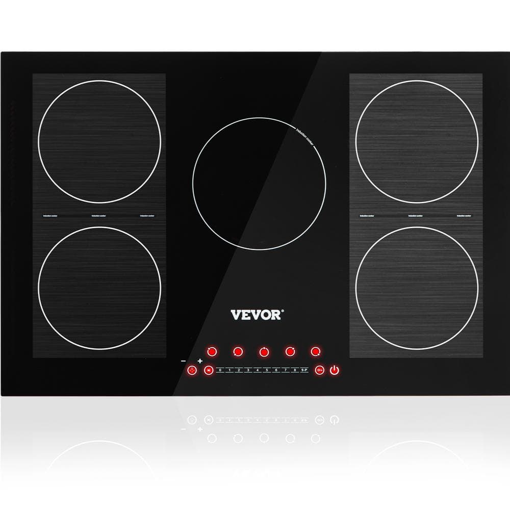 VEVOR Built-in Induction Electric Stove Top 5 Burners Ceramic Glass Surface Electric Cooktop 30.3 x 20.5 in. Radiant Cooktop