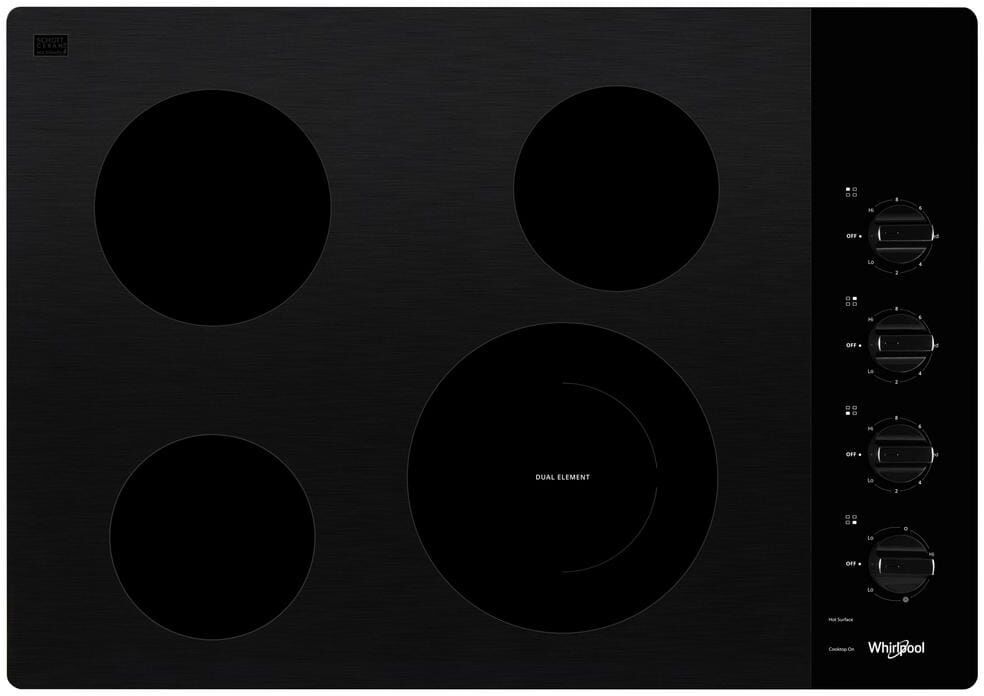 Whirlpool 30 in. Radiant Electric Ceramic Glass Cooktop in Black with 4 Elements including a Dual Radiant Element