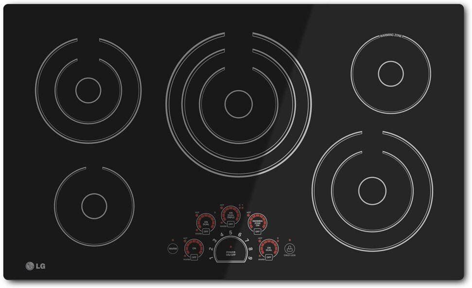 LG 36 in. Radiant Smooth Surface Electric Cooktop in Black with 5 Elements, SmoothTouch Controls and Warming Zone