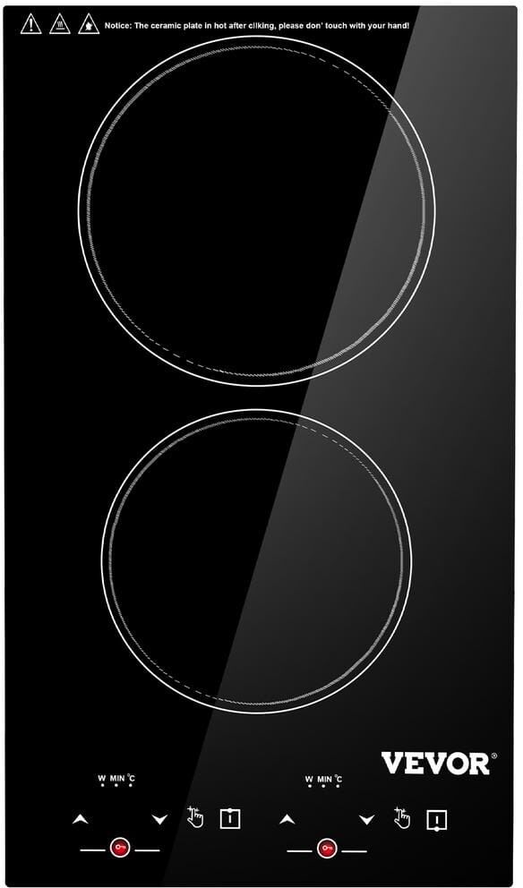 VEVOR 20.1 in. x 11.3 in. Built-in Induction Hotplate 2-Elements Electric Cooktop with 9-Power Levels Radiant Cooktop