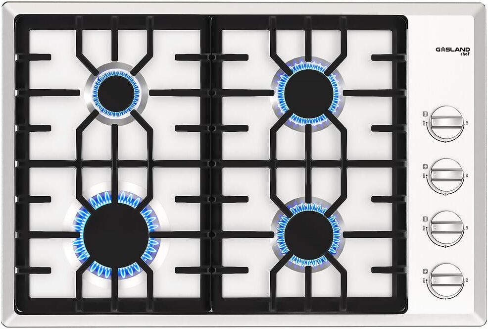 GASLAND Chef 30 in. Built-In Gas Cooktop in Stainless Steel with 4-Burner including Gas Hob Drop-In Gas Cooker NG/LPG Convertible