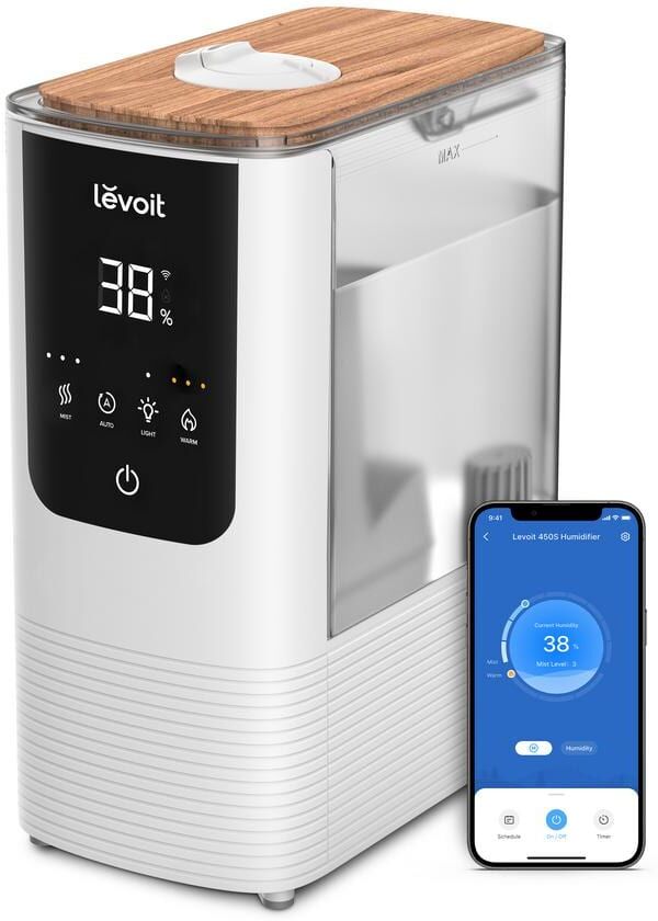 LEVOIT 1.2 Gal. Smart Warm and Cool Mist Top-Filled Ultrasonic Humidifier and Diffuser with Ambient Light up to 430 sq. ft.