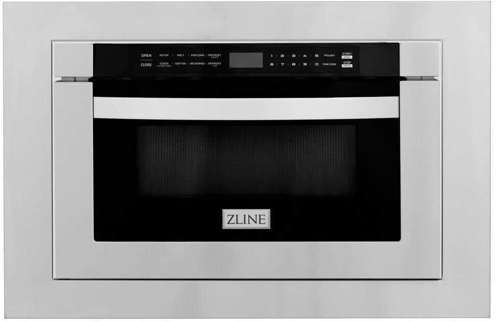 ZLINE Kitchen and Bath 24 in. 1000-Watt Built-In Microwave Drawer in Stainless Steel with 30 in. Trim Kit