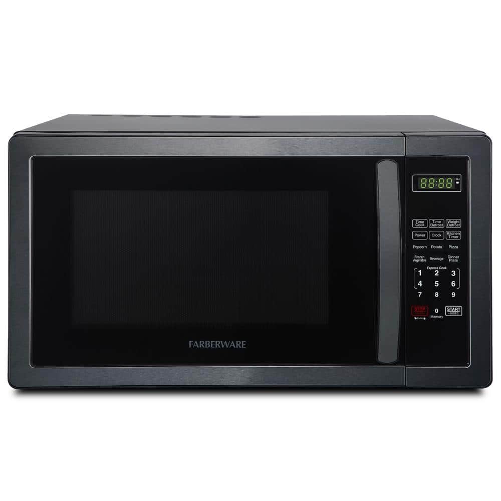 Farberware 20.2 in. Width 1.1 cu.ft. Black Stainless Steel 1000-Watt Countertop Microwave Oven
