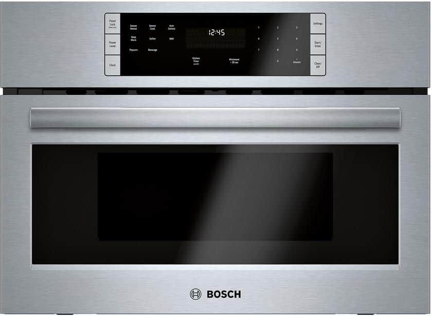 Bosch 500 Series 27 in. 1.6 cu. ft. Built-In Microwave in Stainless Steel with Drop Down Door and Sensor Cooking