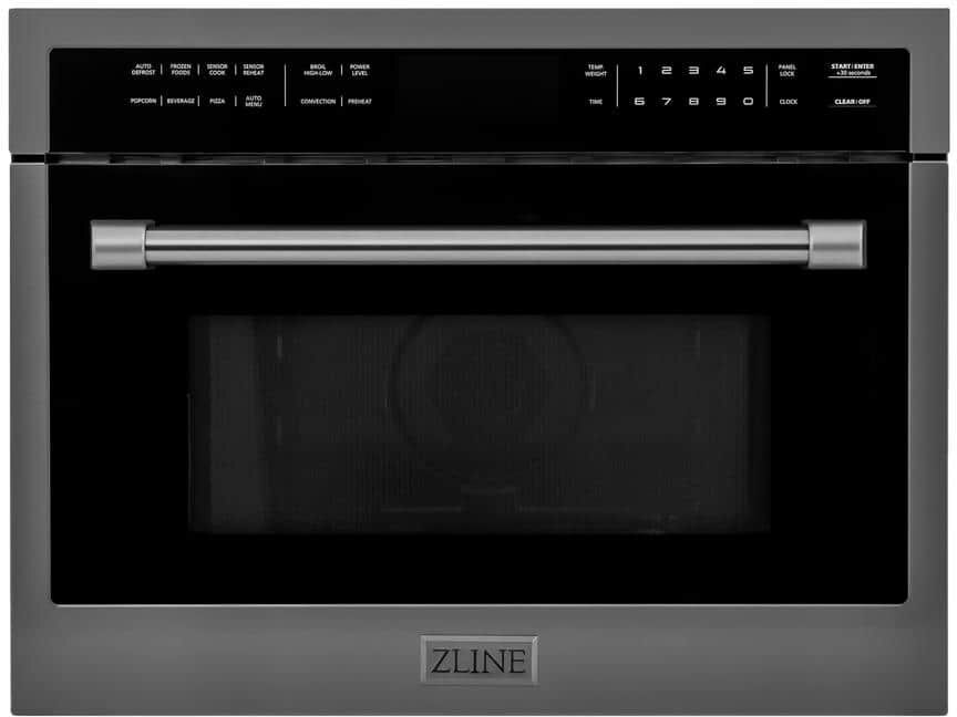 ZLINE Kitchen and Bath 24 in. 1000-Watt Built-In Microwave Oven in Black Stainless Steel