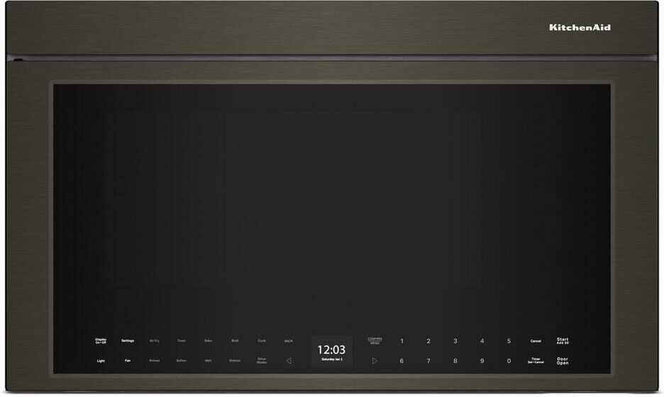 Whirlpool 30 in. 1.10 cu. ft. Over-the-Range Microwave Oven in Black Stainless Finish with Flush Built-In Design