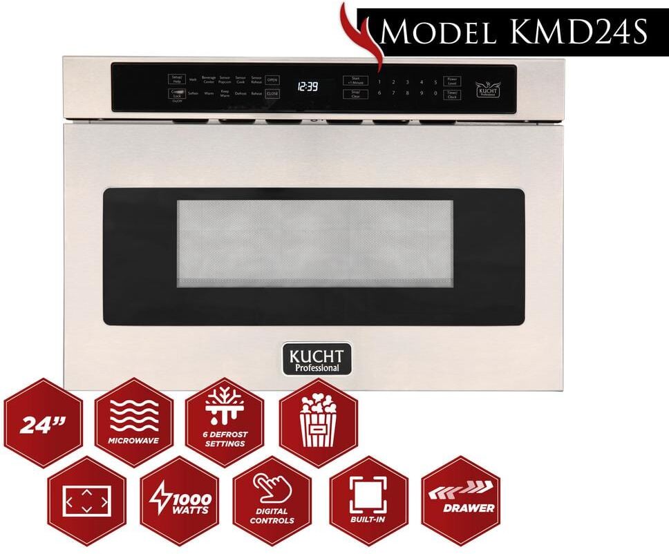 Kucht 24 in. 1.2 cu. ft. Built-In Microwave Drawer in Stainless Steel with Sensor Cooking