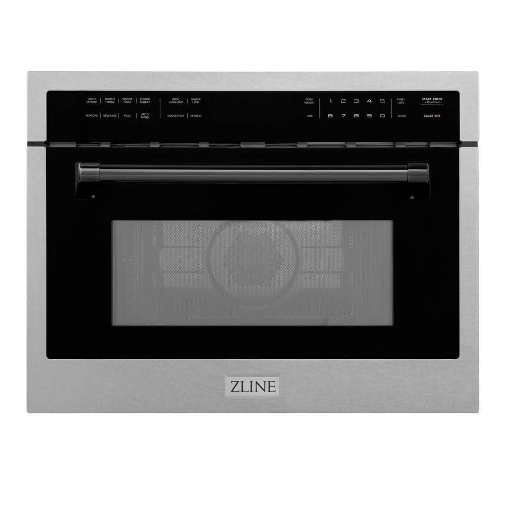 ZLINE Kitchen and Bath Autograph 24 in. 1.6 cu. ft. Built-In Convection Microwave Oven in Fingerprint Resistant Stainless with Matte Black