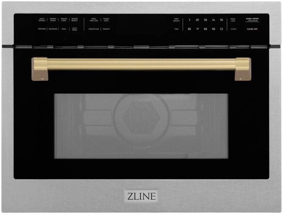 ZLINE Kitchen and Bath Autograph 24 in. 1.6 cu. ft. 1000-Watt Built-In Microwave Oven in Fingerprint Resistant Stainless and Champagne Bronze