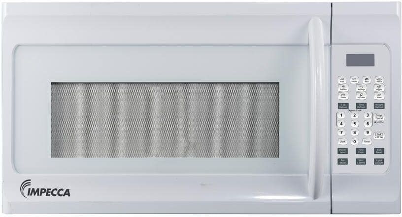 Impecca 1.6 Cu. Ft., 30-Inch, Over the Range Microwave, 12.4-Inch Turntable, 2 Speed 300 CFM Ventilation Fan- White