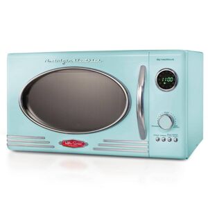 Nostalgia 0. 9 cu. ft. 800-Watt Retro Microwave Oven in Aqua, Blue