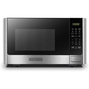 Black & Decker 0.9 cu. ft. in Stainless Steel 900 Watt Countertop Microwave Oven with Turntable Push-Button Door, Safety Lock, Silver