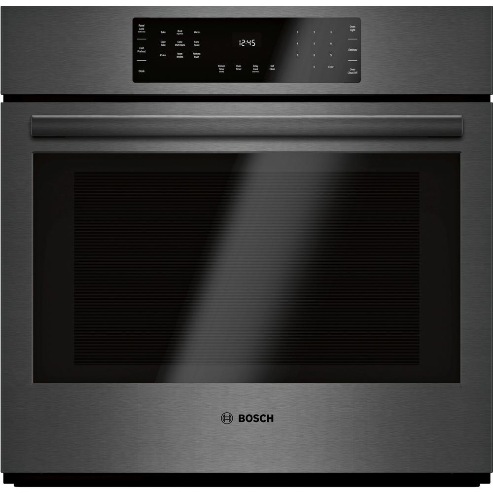 Bosch 800 Series 30 in. Single Electric Wall Oven with European Convection Self-Cleaning in Black Stainless Steel