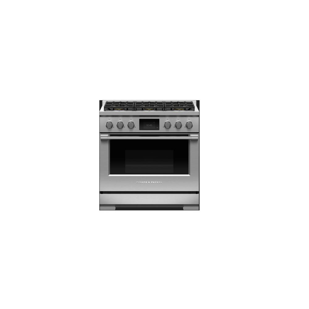 Fisher & Paykel Professional 36 in. 6 Burner Double Oven Dual Fuel Range with Gas Stove and Electric Oven in. Stainless Steel, Silver