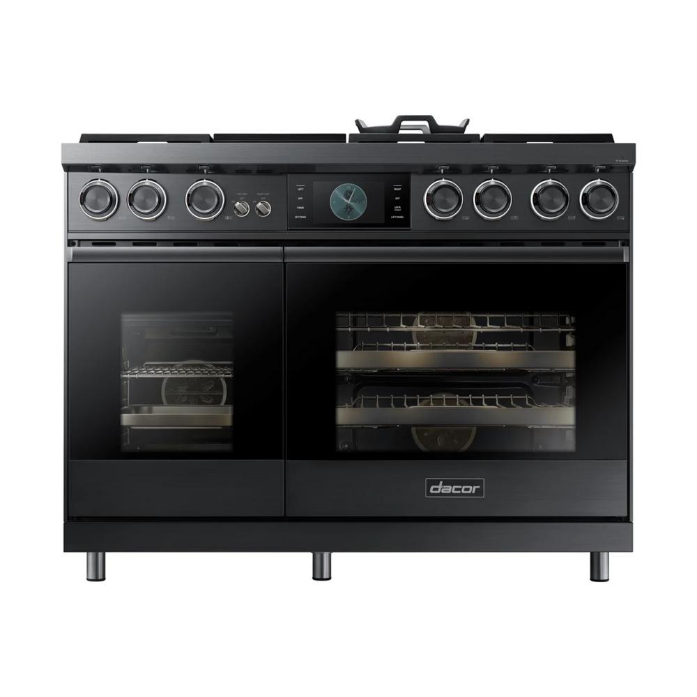 DACOR Modernist 48 in. 6.6 cu ft Dbl Oven Dual Fuel Range (LP) w/ Self-Clean, Convection, Steam Oven in Graphite and Griddle, GRAPHITE STAINLESS