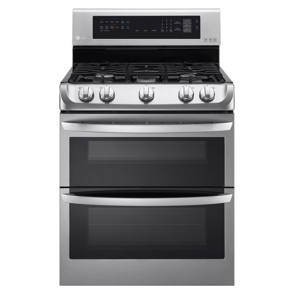 LG Electronics 6.9 cu. ft. Double Oven Gas Range with ProBake Convection Oven, Self Clean and EasyClean in Stainless Steel, Silver