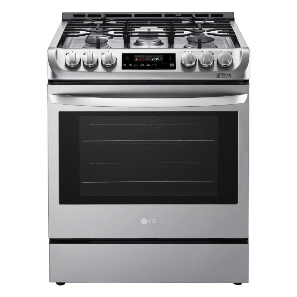 LG Electronics 6.3 cu. ft. Slide-In Gas Range with ProBake Convection Oven with EasyClean in Stainless Steel, Silver