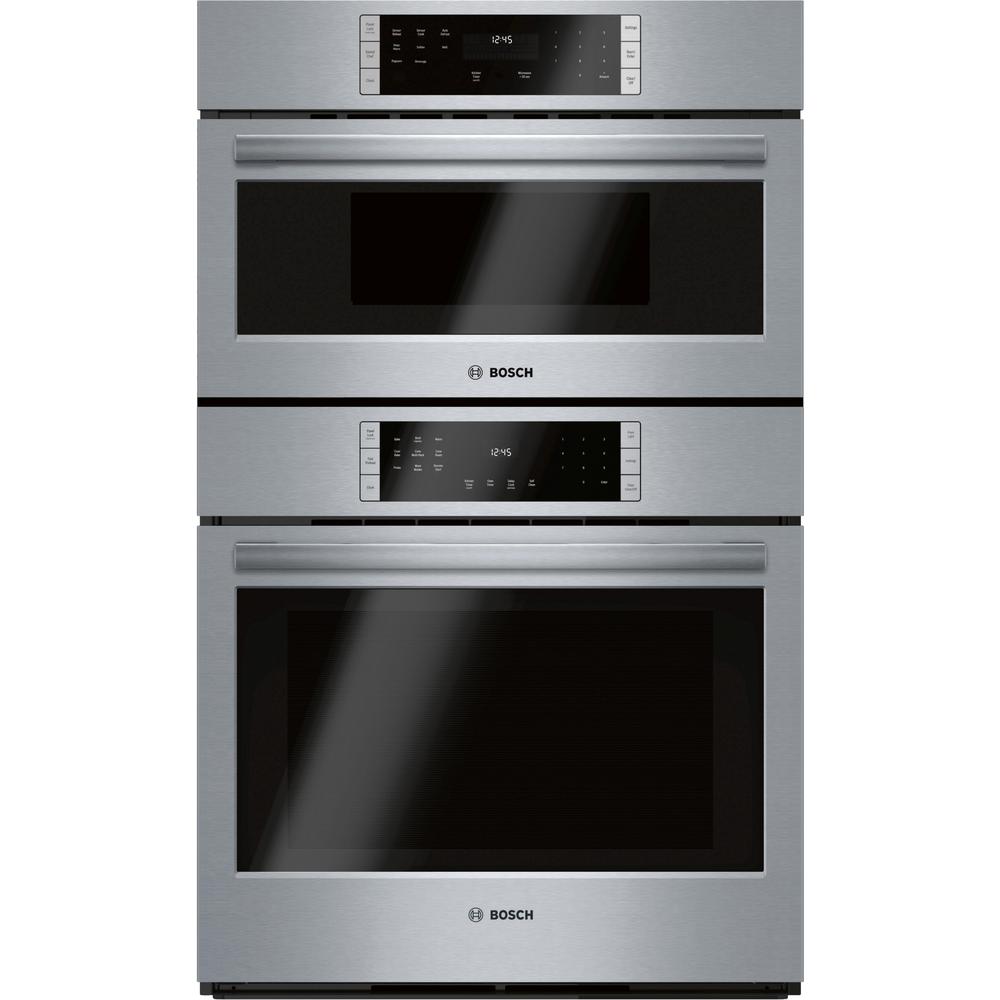 Bosch 800 Series 30 in. Combination Electric Wall Oven with European Convection and Microwave in Stainless Steel, Silver
