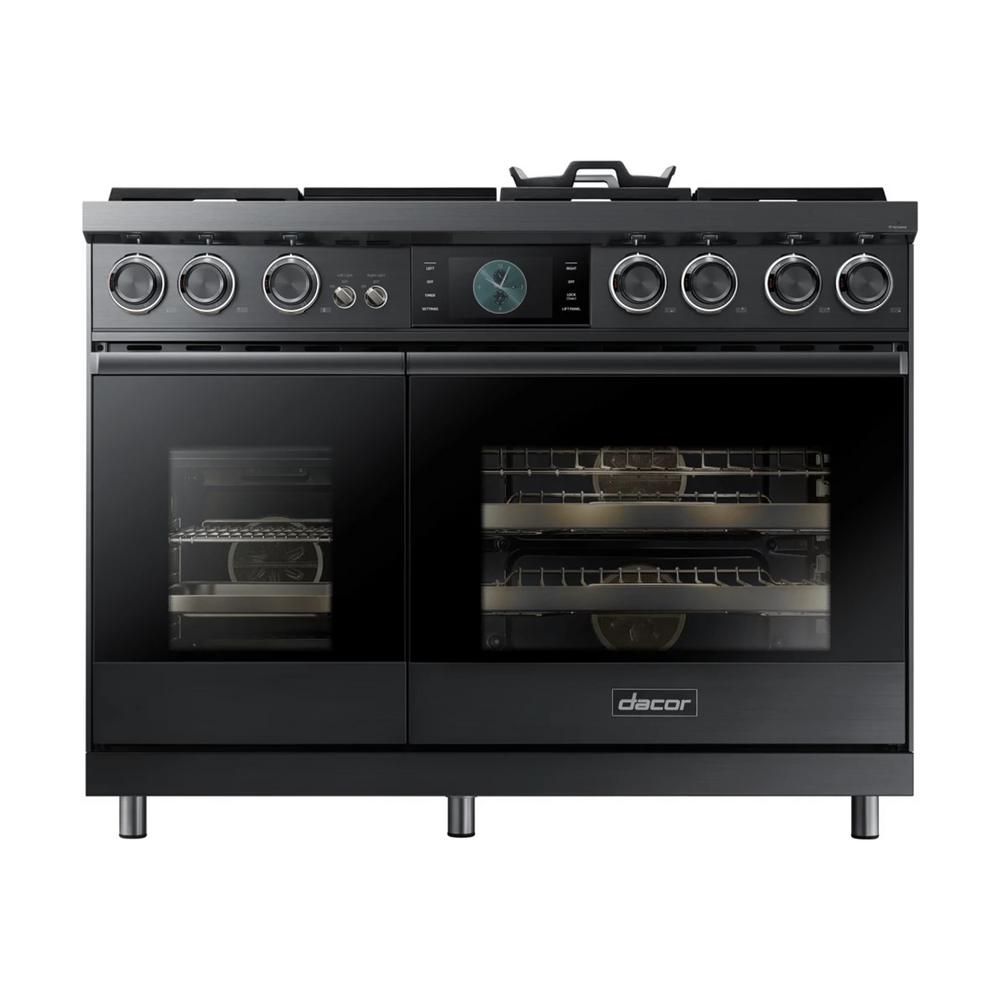 DACOR Modernist 48 in 6.6 cu ft Dbl Oven Dual Fuel Range (H-Alt) w/ Self-Clean, Convection, Steam Oven in Graphite and Griddle, GRAPHITE STAINLESS