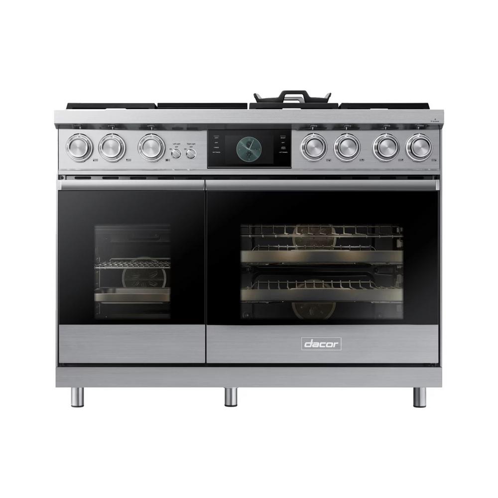 DACOR Modernist 48 in. 6.6 cu. ft. Dbl Oven Dual Fuel Range (H-Alt) with Self-Clean, Convection, Steam Oven in Stainless Steel, Silver