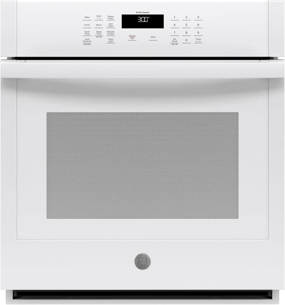 GE 27 in. Smart Single Electric Wall Oven Self-Cleaning in White