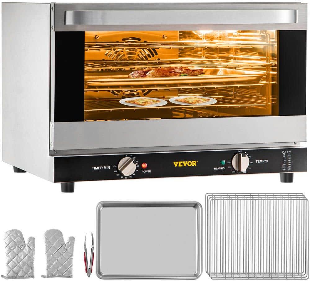 VEVOR Commercial Convection Oven 60 Qt. Half-Size Conventional Oven 1800 W 4-Tier Toaster Electric Silver Baking Oven, 120 V