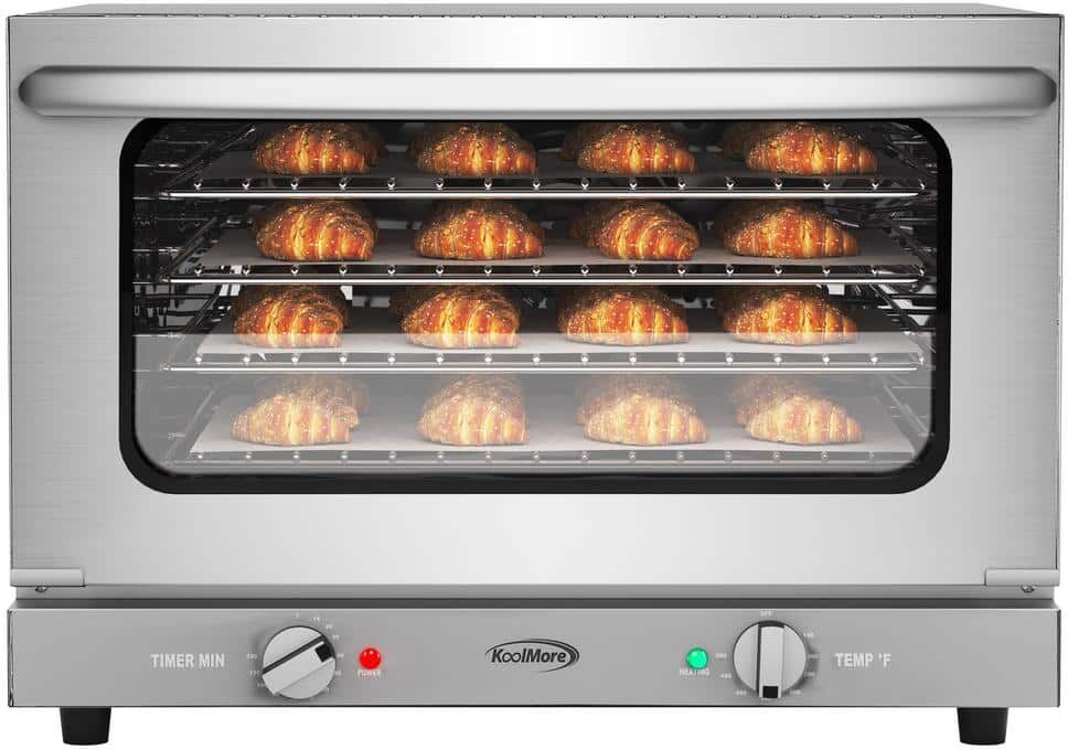 Koolmore 23 in. Countertop Electric Convection Oven with Half Size Pans and 4 Racks, 1600-Watt in Stainless-Steel