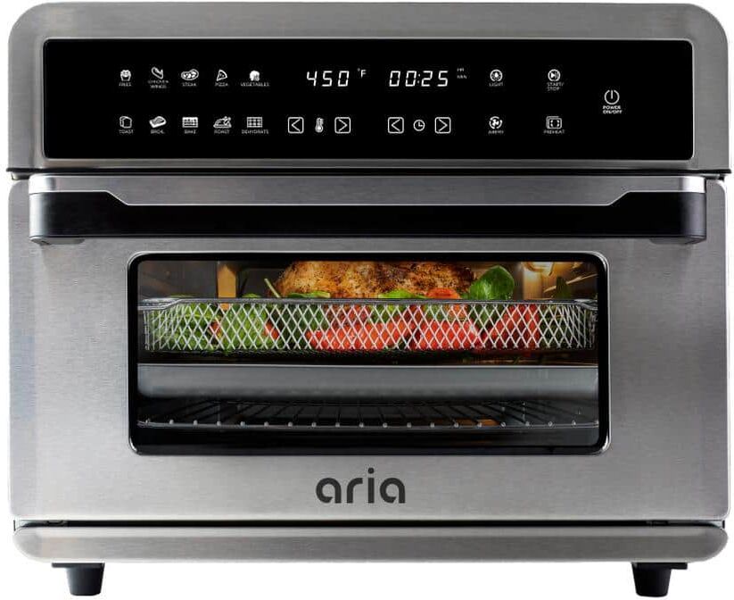 ARIA All-in-1 Premium 30 Qt. Stainless Steel Touchscreen Air Fryer Toaster Oven with Recipe Book