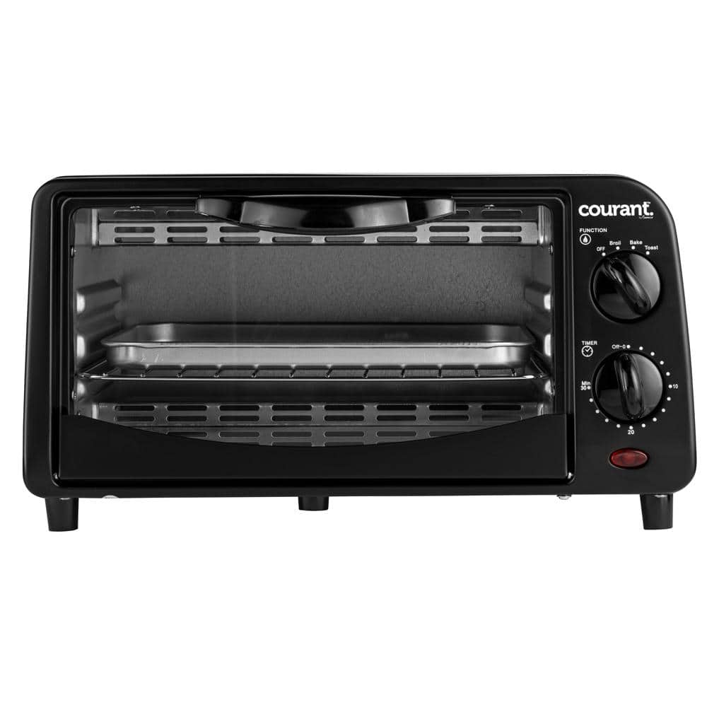 Courant 4-Slice Countertop Toaster Oven, Functions to Toast, Bake, and Broil - Black