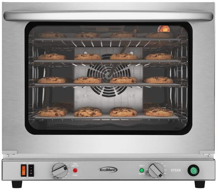 Koolmore 23 in. Countertop Electric Convection Oven Half Size Pans, 4 Racks 2800-Watt and Steam Injection in Stainless-Steel