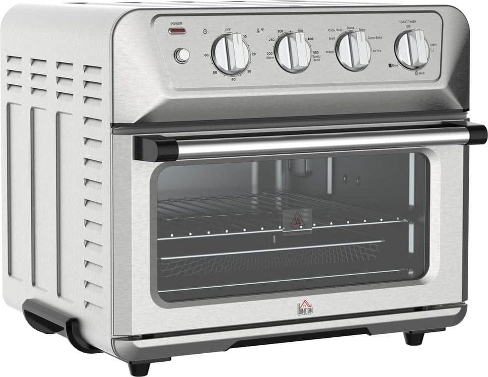 HOMCOM 21 qt. Air Fryer Toaster Oven in Silver with 4-Accessories