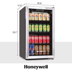 Honeywell 18.9 in. 115-Can Beverage Refrigerator and Cooler, in Stainless Steel, with Digital Thermostat