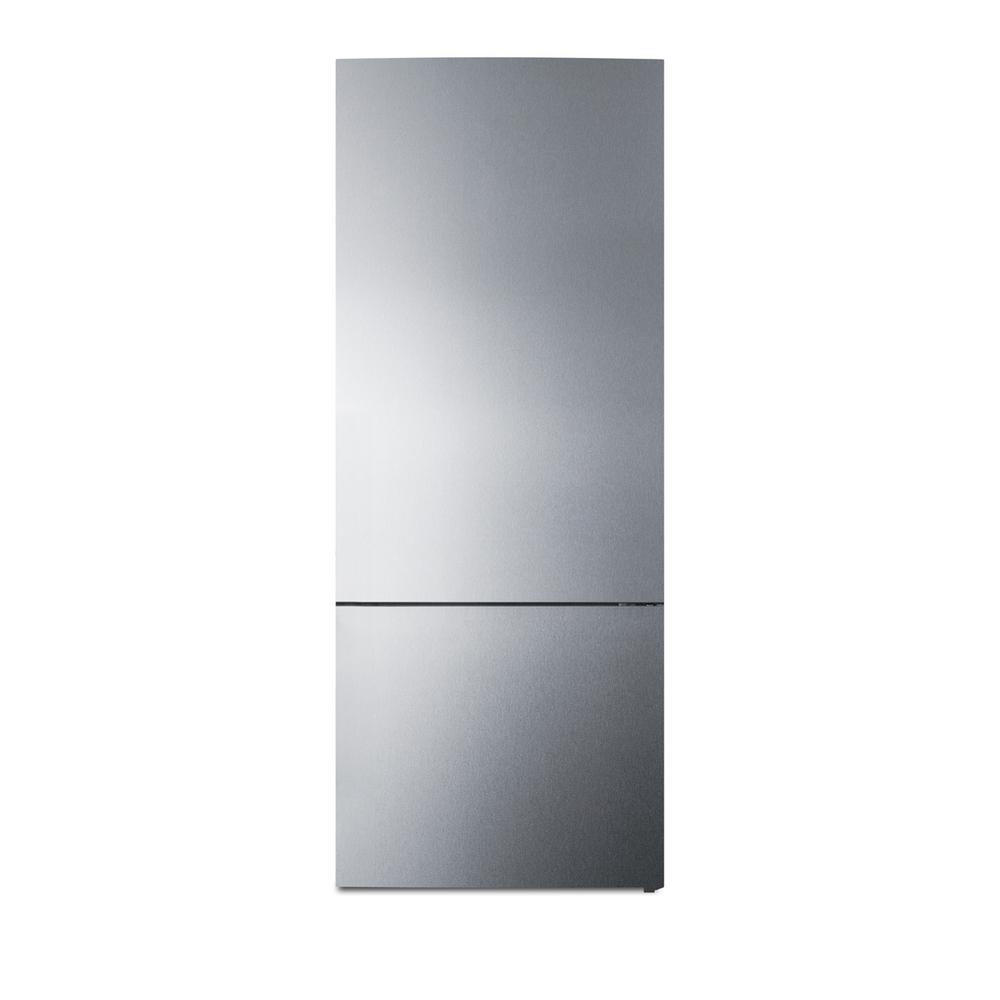 Summit Appliance 27.63 in. 14.8 cu. ft. Built-In Bottom Freezer Refrigerator in Stainless Steel, Counter Depth, Silver