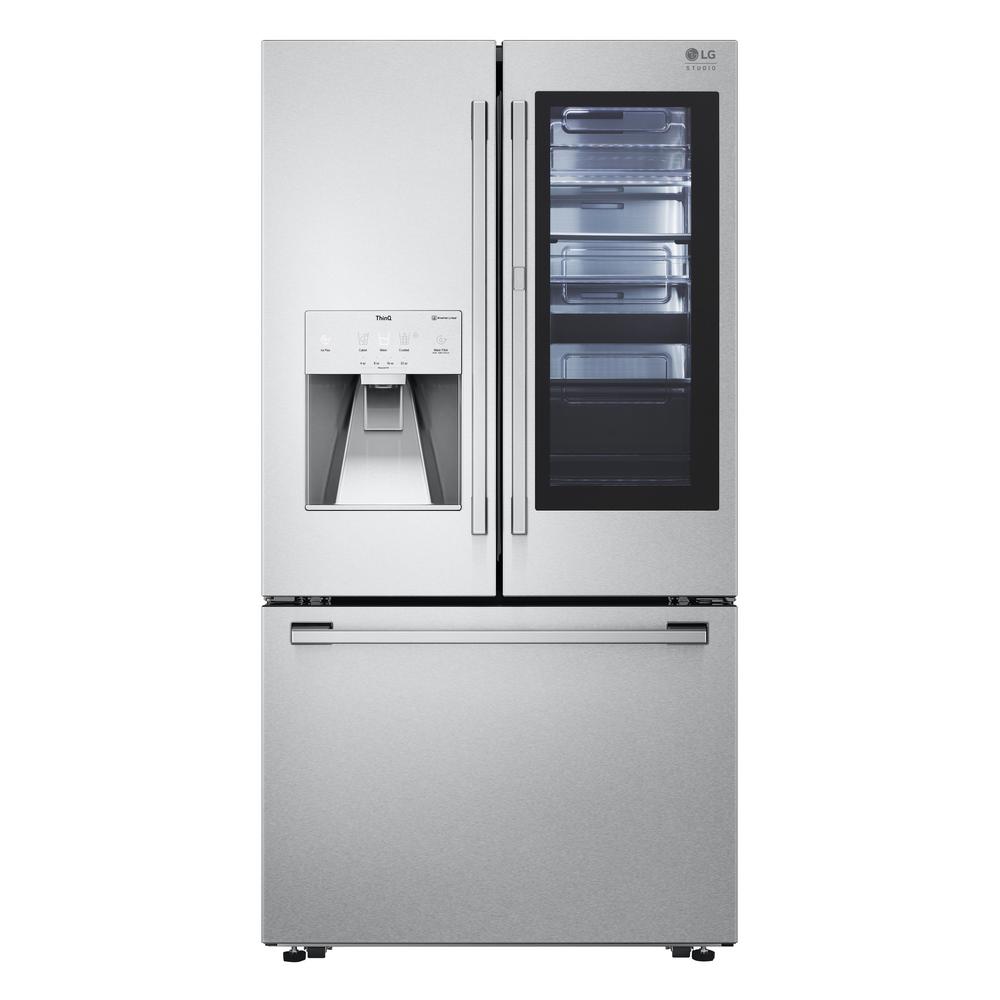 LG STUDIO 24 cu. ft. French Door Refrigerator Instaview Door-in-door w/Dual & Craft Ice in PrintProof Stainless, Counter Depth, PrintProof Stainless Steel