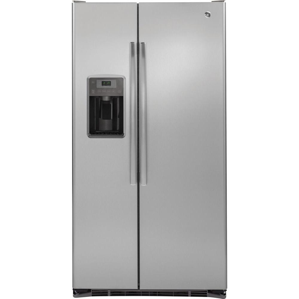 GE 21.9 cu. ft. Side by Side Refrigerator in Stainless Steel, Counter Depth, Silver