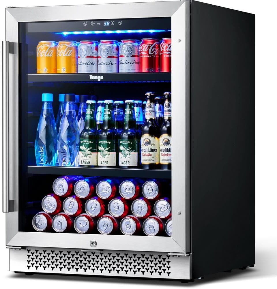 Yeego 24 in. 12 oz. of 140 Cans Beverage Cooler Beer Refrigerator built-in or Freestanding Fridge with Safety Loc