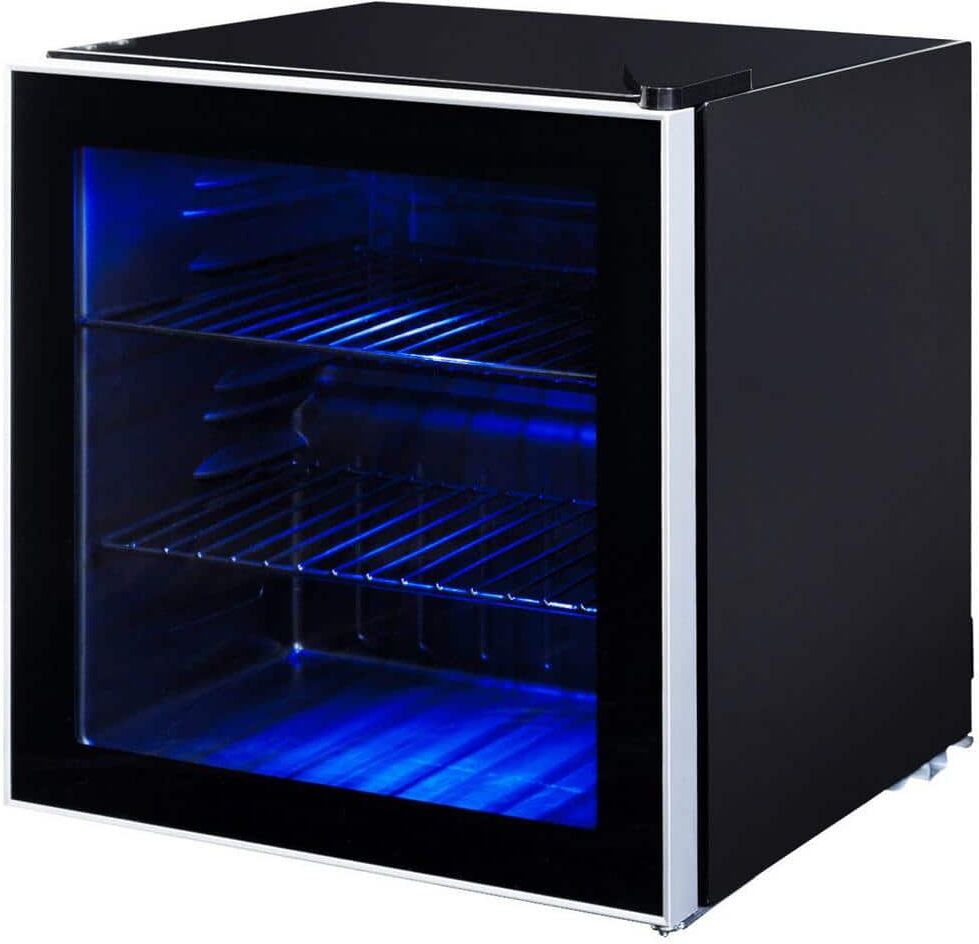 Gymax 17.5 in. 60-Can Beverage Refrigerator Beer Wine Soda Drink Cooler Mini Fridge Glass Door Black