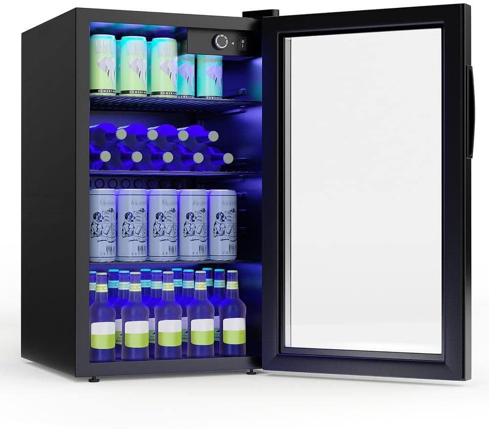 Costway 17.5 in. 120-Bottle Beverage and Wine Cooler Refrigerator Beer Wine Soda Drink Cooler Mini Fridge