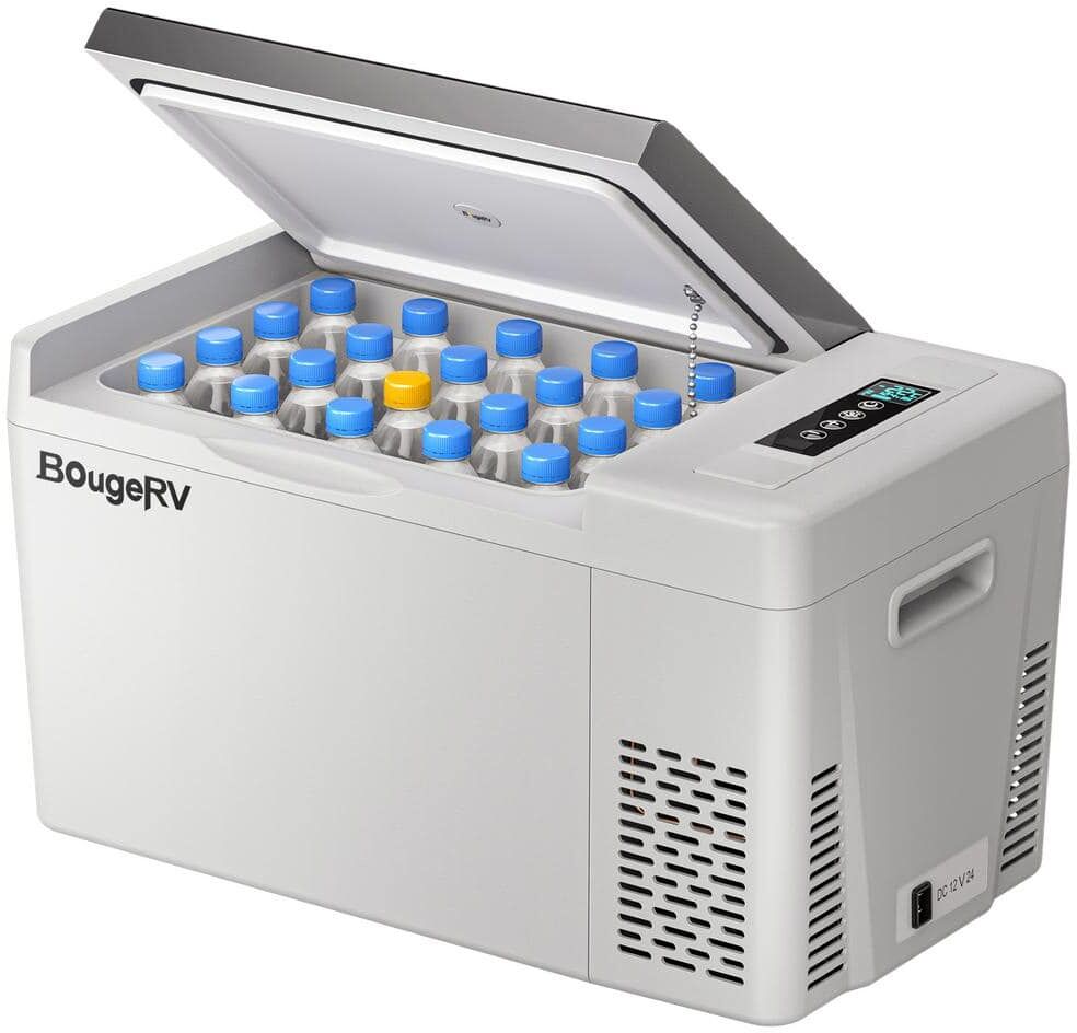 BougeRV 0.78 cu. ft. Portable Outdoor Refrigerator Mini Fridge Car Compressor Freezer Cooler in Gray