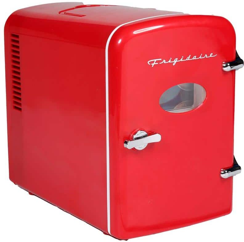 Frigidaire 11.81 in. 0.18 cu. ft. 9-Can Retro Mini Refrigerator Beauty Cooler Without Freezer in Red