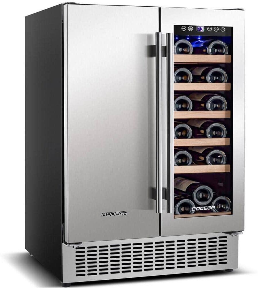 BODEGA Dual zone 24 in.18-Bottle Wine and 57-Can Beverage Cooler Fridge with Stainless Steel door