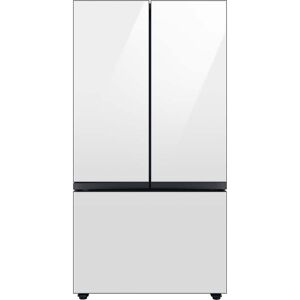 Samsung Bespoke 30 cu. ft. 3-Door French Door Smart Refrigerator with Beverage Center in White Glass, Standard Depth