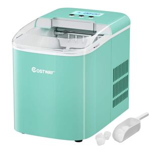 Costway 10 in. W 26 lbs./24-Hour Portable Ice Maker wit-Hour LCD Display and Ice Scoop in Green