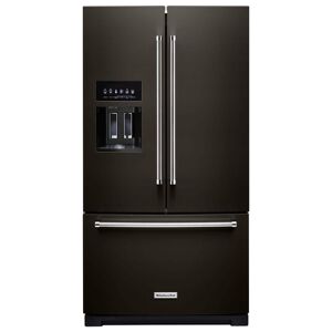 KitchenAid 27 cu. ft. Bottom Freezer Refrigerator in PrintShield Black Stainless with Exterior Ice and Water, Black Stainless with PrintShield Finish