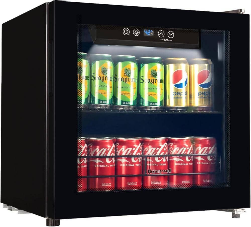 Honeywell 18.9 in. 48-Bottles Wine and Beverage 48-Can Beverage Cooler Fridge in Stainless Steel with Digital Thermostat