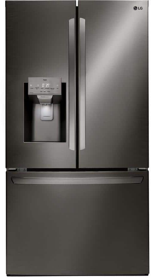 LG 28 cu. ft. 3 Door French Door Refrigerator with Ice and Water with Single Ice in Black Stainless Standard Depth