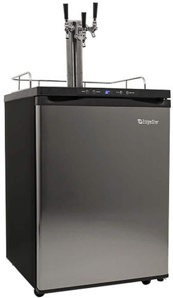 EdgeStar Triple Tap 24 in. Full Size Beer Keg Dispenser with Digital Display in Stainless Steel