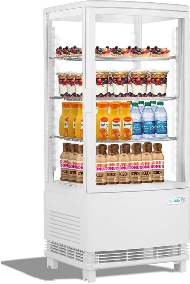 Koolmore 16 in. W 3 cu. Ft. Countertop Commercial Refrigerator Glass Display Beverage Cooler in White